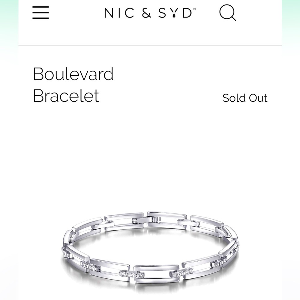 New Silver Chain-linked Bracelet with Swarovski Crystals.